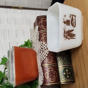 👉*VTG* PYREX 501B AUTUMN HARVEST/ EARLY AMERICAN REFRIGERATOR DISHES WITH 1 LID